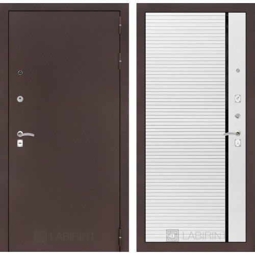 Входная дверь CLASSIC антик медный 22 - Белый софт, черная вставка