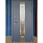 Входная дверь с терморазрывом Тундра с окном RAL 7024 муар/ белая матовая (ND)