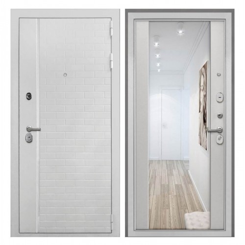 Входная дверь - Интекрон Квартет Танго White ФЛЗ-1 белая матовая с зеркалом