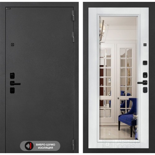 Входная дверь ACUSTIC с Зеркалом Фацет - Белый софт